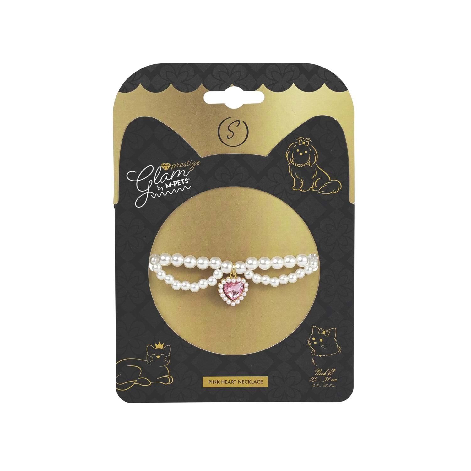 M-PETS GLAM PRESTİGE AKSESUAR KALP KOLYE PEMBE (S)