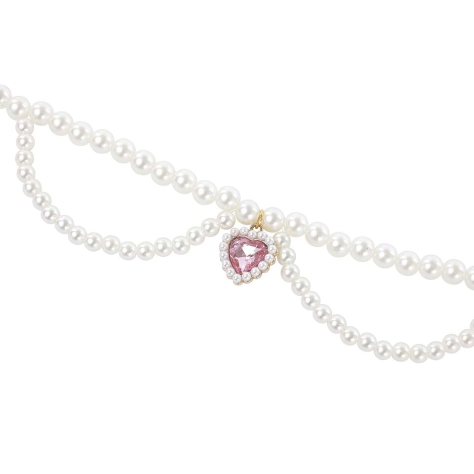 M-PETS GLAM PRESTİGE AKSESUAR KALP KOLYE PEMBE (S)