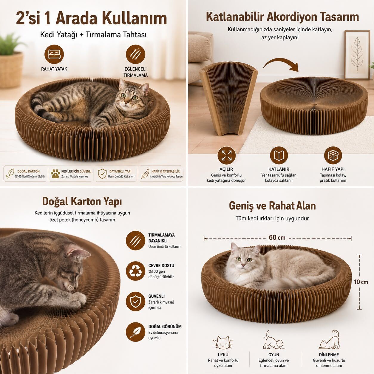 MAJO KATLANABİLİR YATAKLI KARTON TIRMALAMA