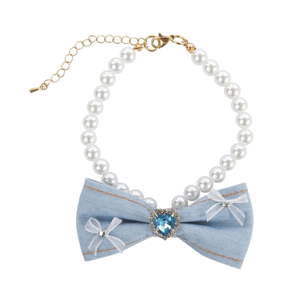M-PETS GLAM PRESTİGE AKSESUAR BLUE DENİM PEARL (S)