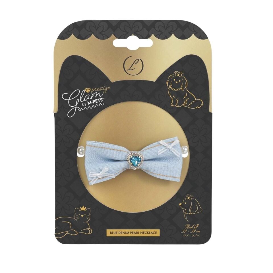 M-PETS GLAM PRESTİGE AKSESUAR BLUE DENİM PEARL (L)