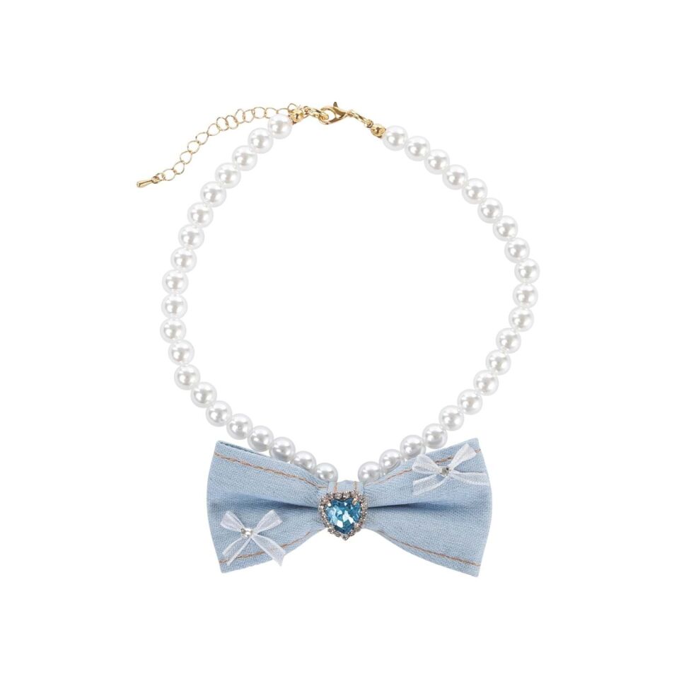 M-PETS GLAM PRESTİGE AKSESUAR BLUE DENİM PEARL (L)