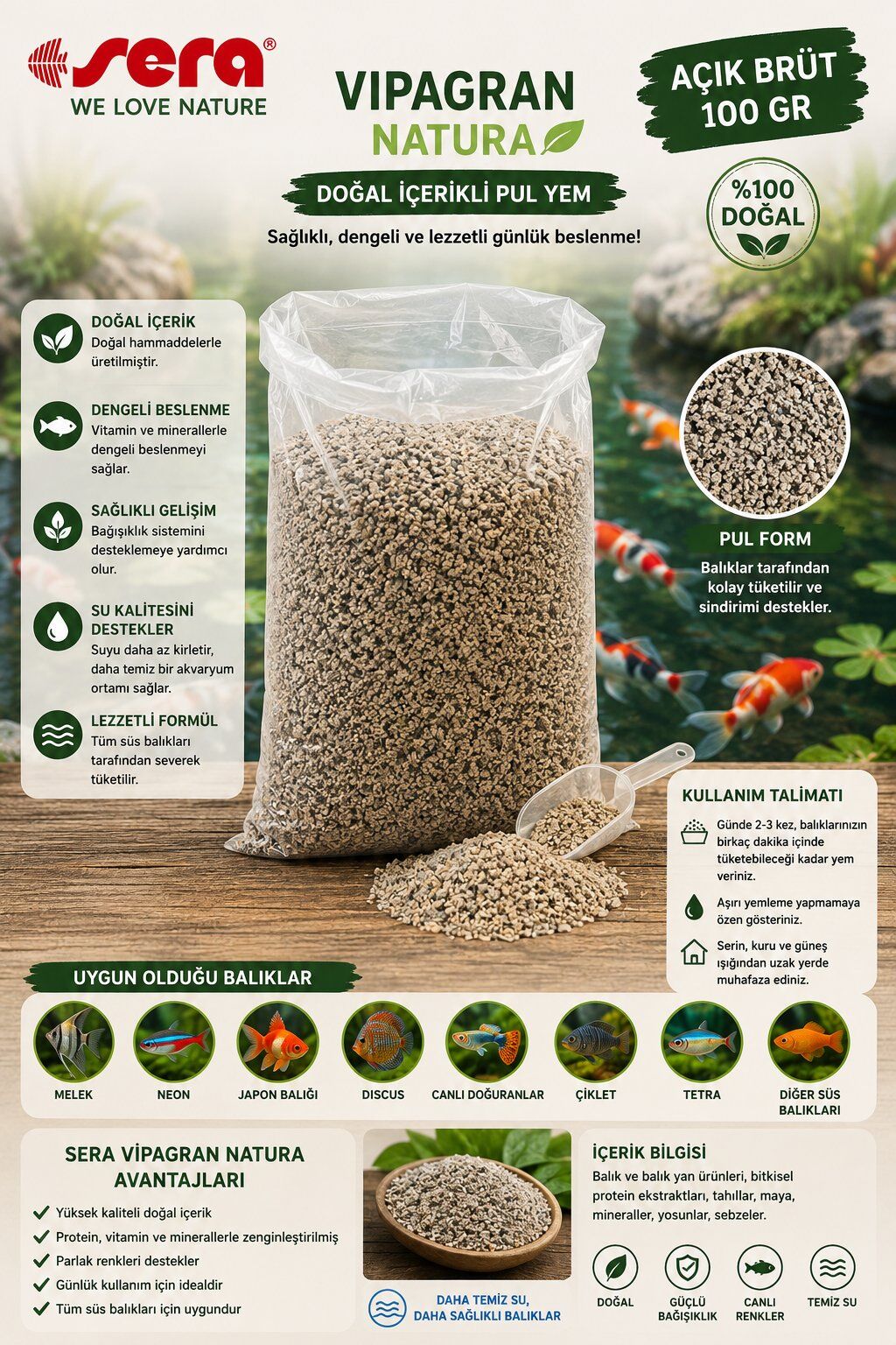 SERA VİPAGRAN NATURA 100 GR AÇIK BRÜT