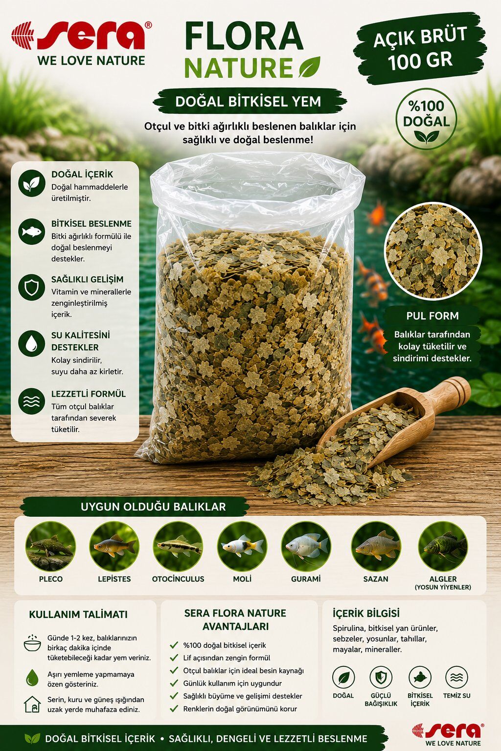 SERA FLORA NATURE 100 GR AÇIK BRÜT
