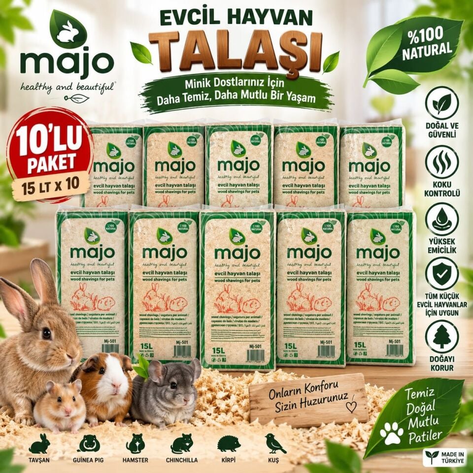 Tavşan Hamster Ginepig Ve Kemirgen Tozsuz Çam Talaşı 10 Adet 15lt Sıkıştırılmış Paket