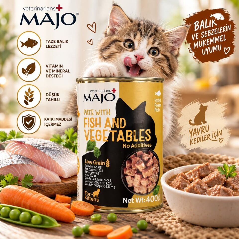 MAJO BALIKLI VE SEBZELİ YAVRU KEDİ MAMASI