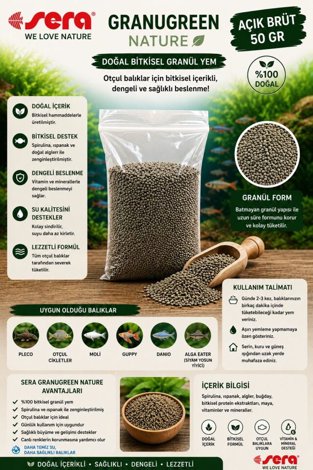 SERA GRANUGREEN NATURE 50 GR AÇIK BRÜT