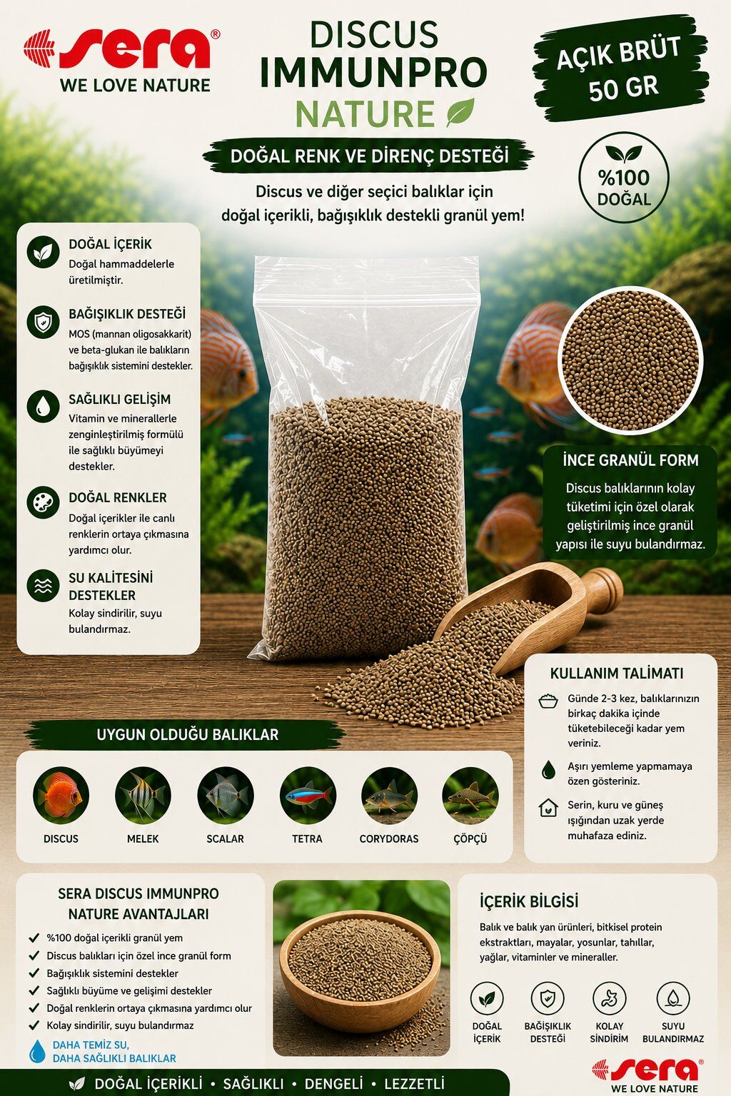 Sera Discus İmmunpro Nature 50 gr Açık Brüt