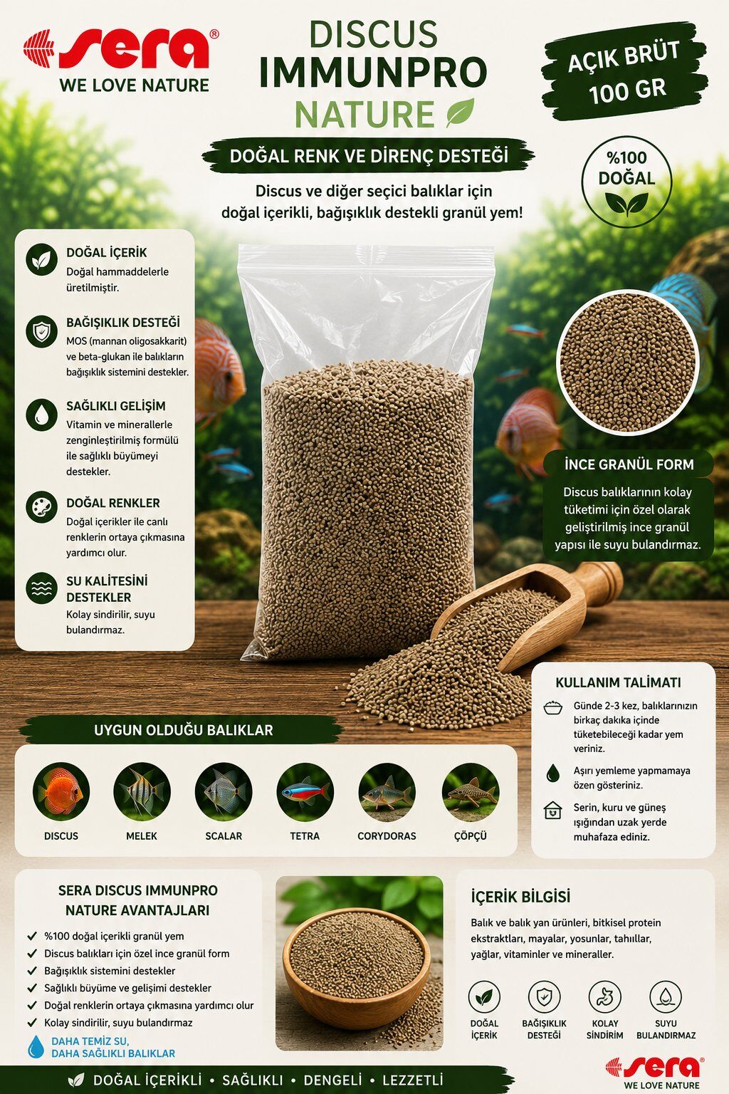 Sera Discus İmmunpro Nature 100 gr Açık Brüt