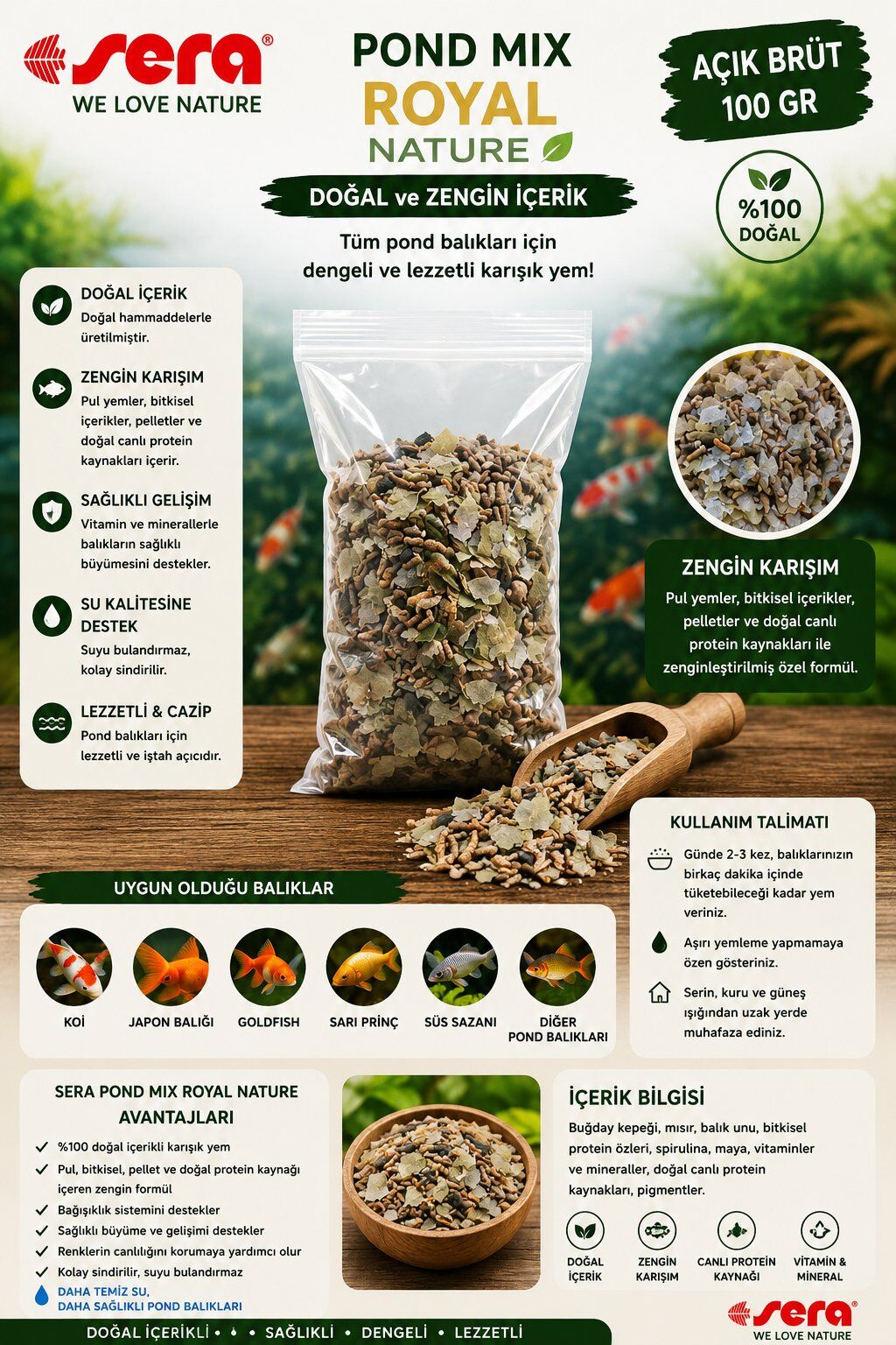 Sera Pond Mix Royal Nature 100 gr Açık Brüt