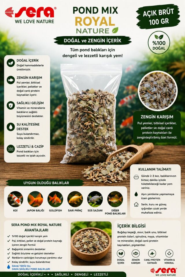 Sera Pond Mix Royal Nature 100 gr Açık Brüt