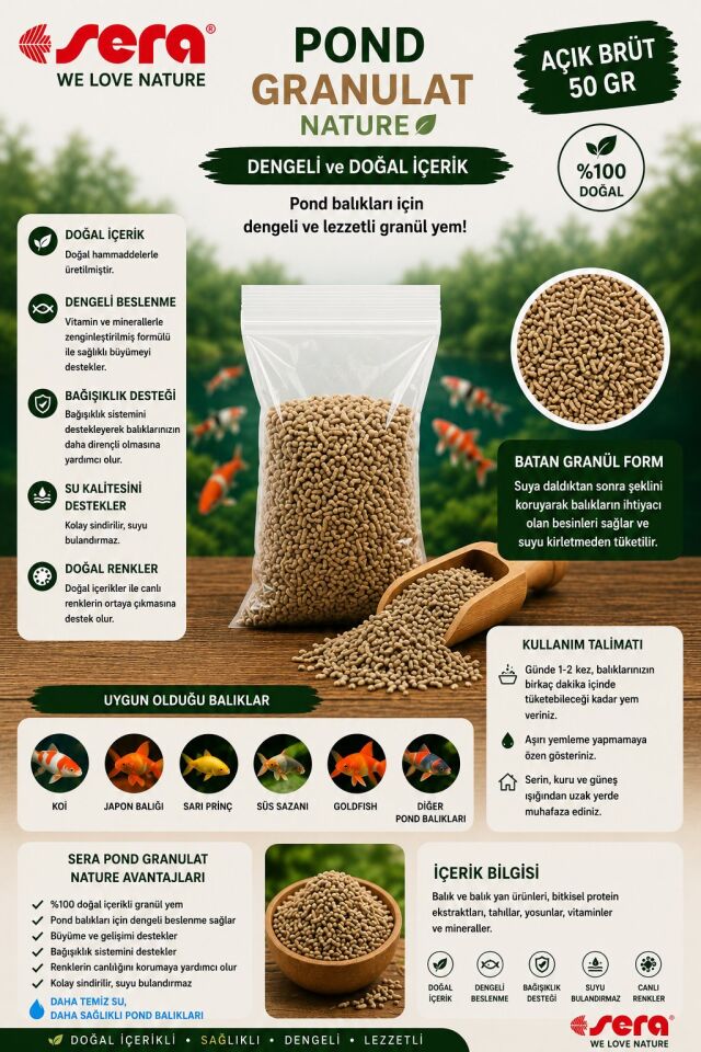 SERA POND GRANULAT NATURE 50 GR AÇIK BRÜT