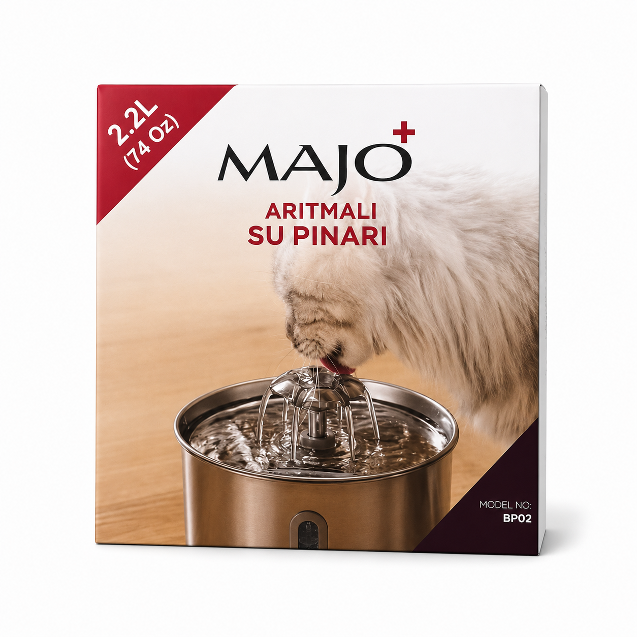 MAJO Çelik Su Pınarı 2,2 L – Paslanmaz Çelik Otomatik Kedi ve Küçük Irk Köpek Su Sebili