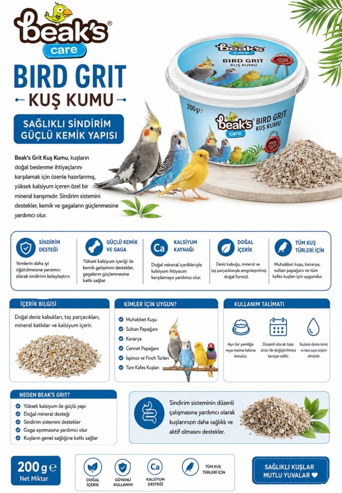 BEAKS GRİT KUŞ KUMU 250 GR