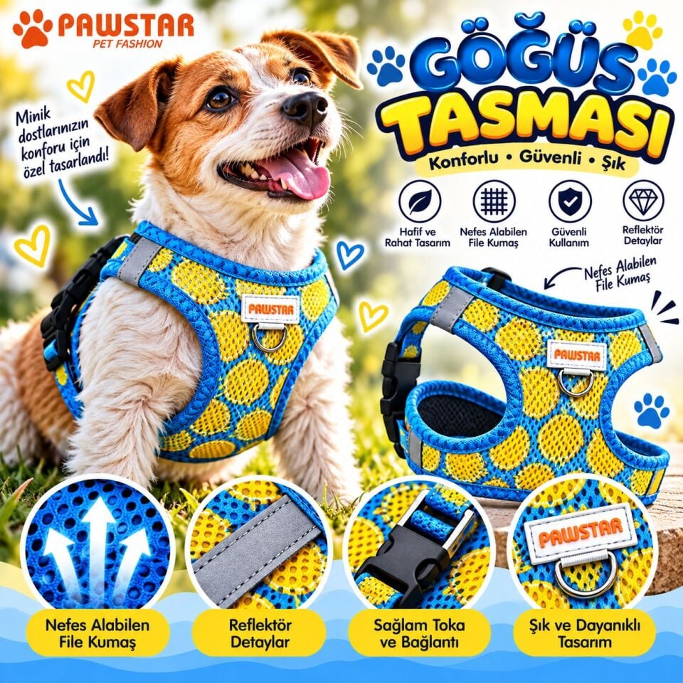 Pawstar Citrus Airmesh Köpek Göğüs Tasması XS