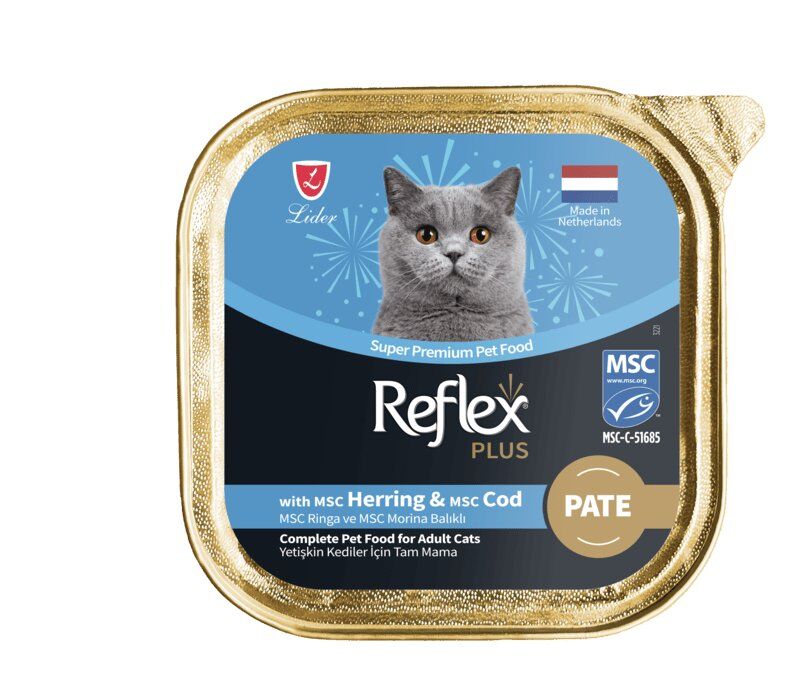 REFLEX PLUS PATE RİNGA VE MORİNA BALIKLI YETİŞKİN KEDİ MAMASI 85 GR