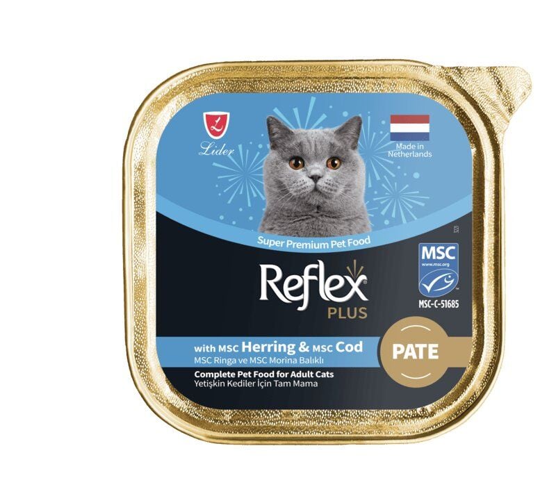 REFLEX PLUS PATE RİNGA VE MORİNA BALIKLI YETİŞKİN KEDİ MAMASI 85 GR