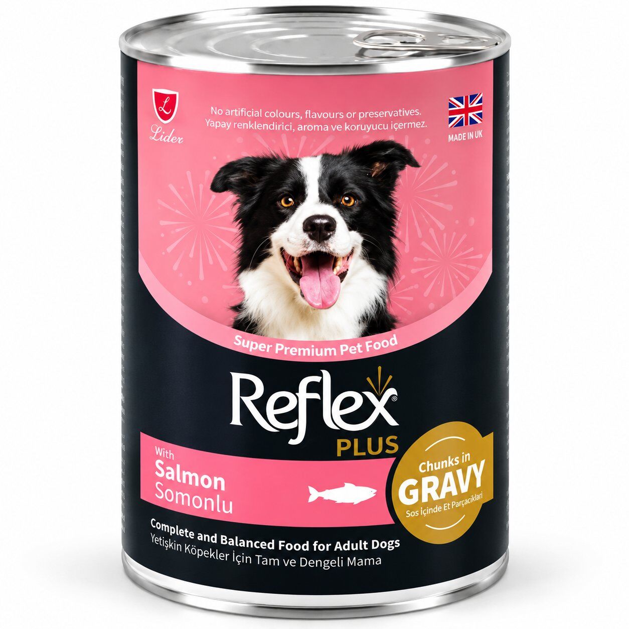 REFLEX PLUS SOS İÇİNDE ET PARÇACIKLI SOMONLU YETİŞKİN KÖPEK MAMASI 400 G