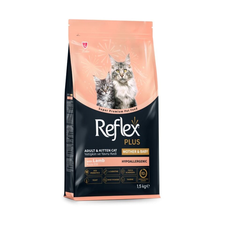 REFLEX PLUS MOTHER&BABY KUZU ETLİ KEDİ MAMASI 15 KG