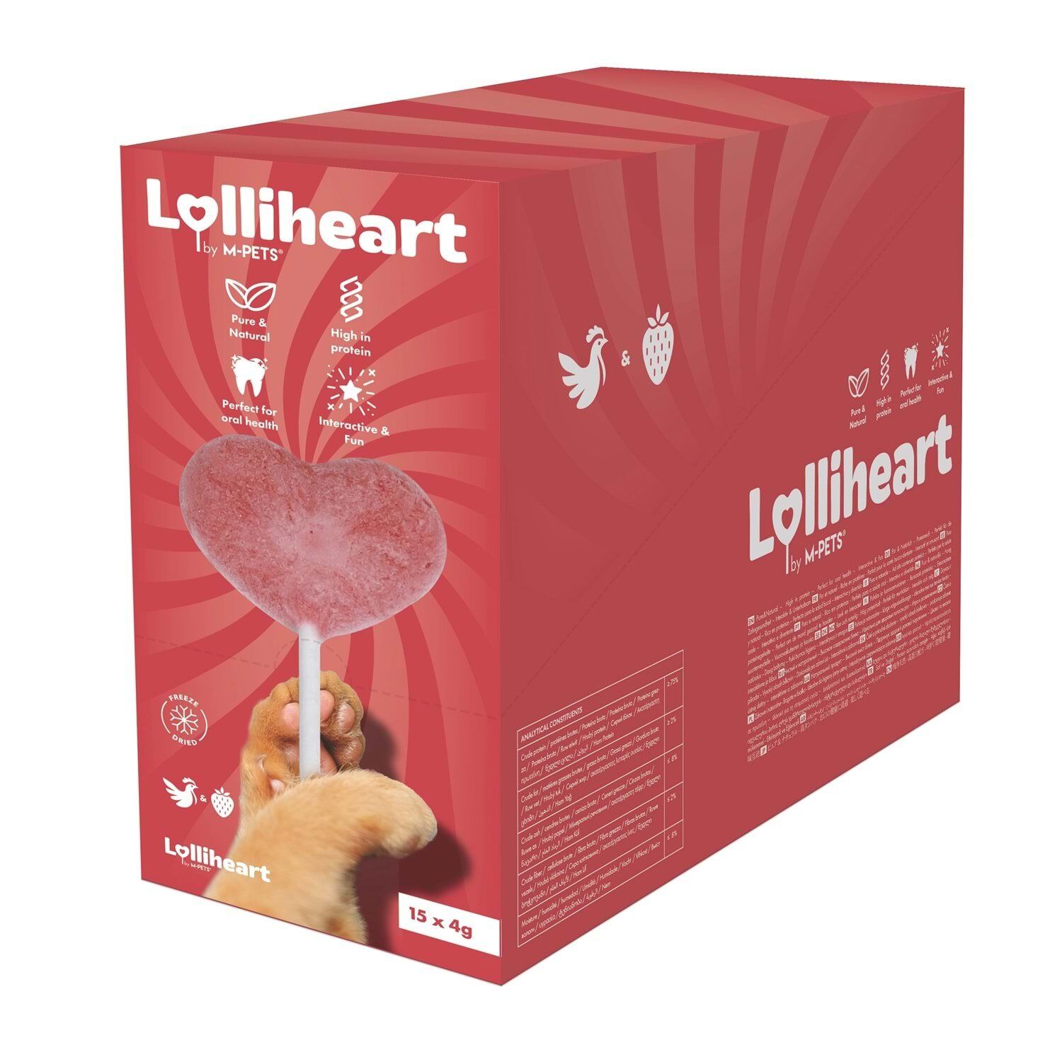 M-PETS LOLLİHEART ÇİLEKLİ KEDİ ÖDÜLÜ 4GR 15Lİ (KOLİ)