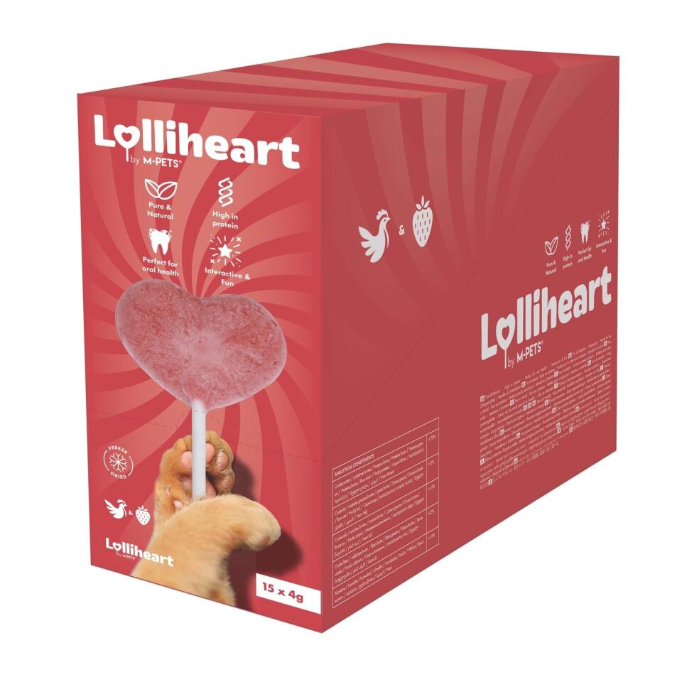 M-PETS LOLLİHEART ÇİLEKLİ KEDİ ÖDÜLÜ 4GR 15Lİ (KOLİ)
