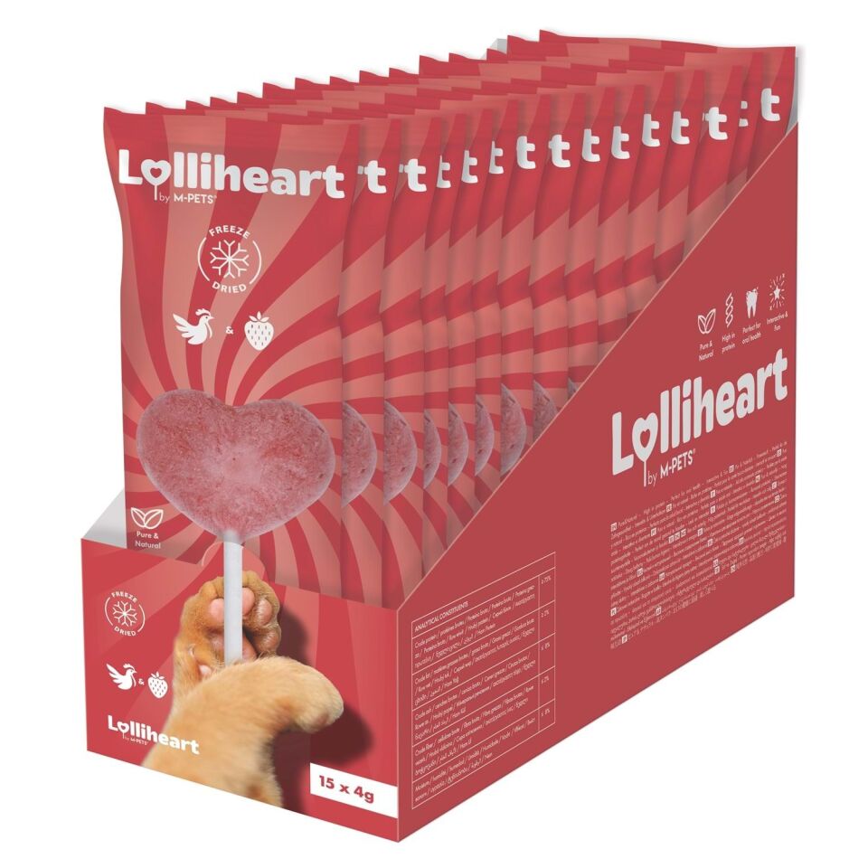 M-PETS LOLLİHEART ÇİLEKLİ KEDİ ÖDÜLÜ 4GR 15Lİ (KOLİ)