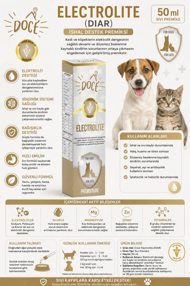 Doce Kedi Köpek Electrolıte (DIAR) İshal 50ML