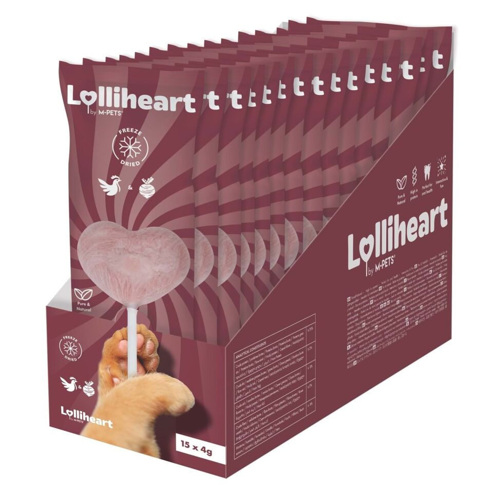 M-PETS LOLLİHEART PANCARLI KEDİ ÖDÜLÜ 4GR 15Lİ (KOLİ)