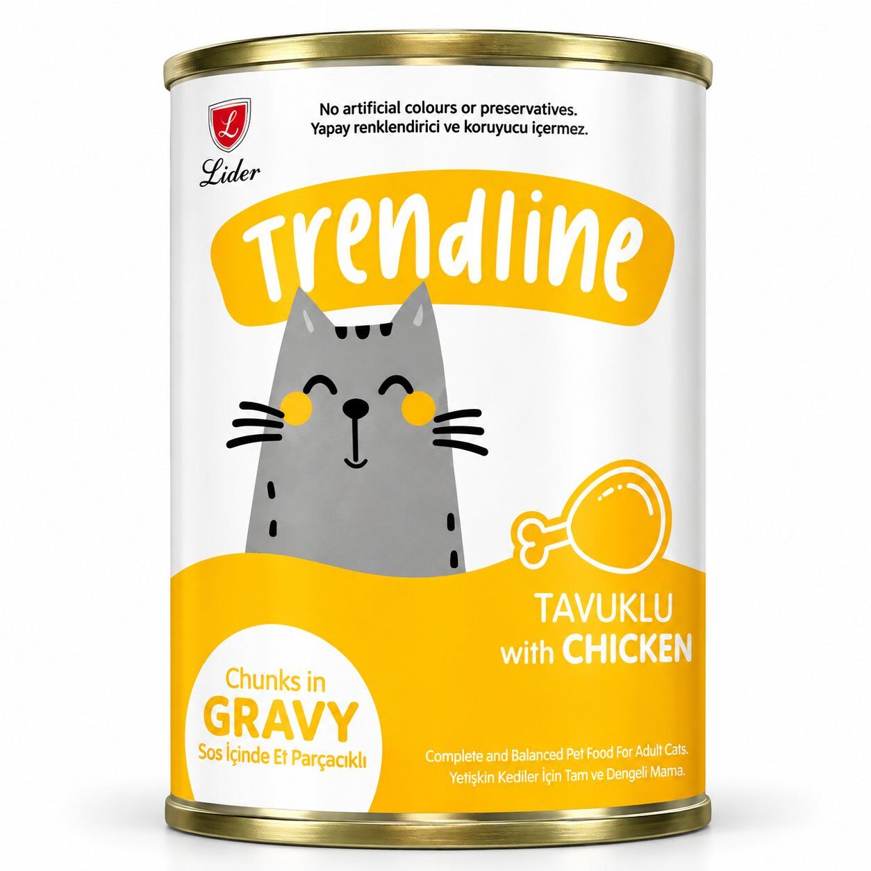 TRENDLİNE KONSERVE SOS İÇİNDE ET PARÇACIKLI TAVUKLU YETİŞKİN KEDİ MAMASI 400G