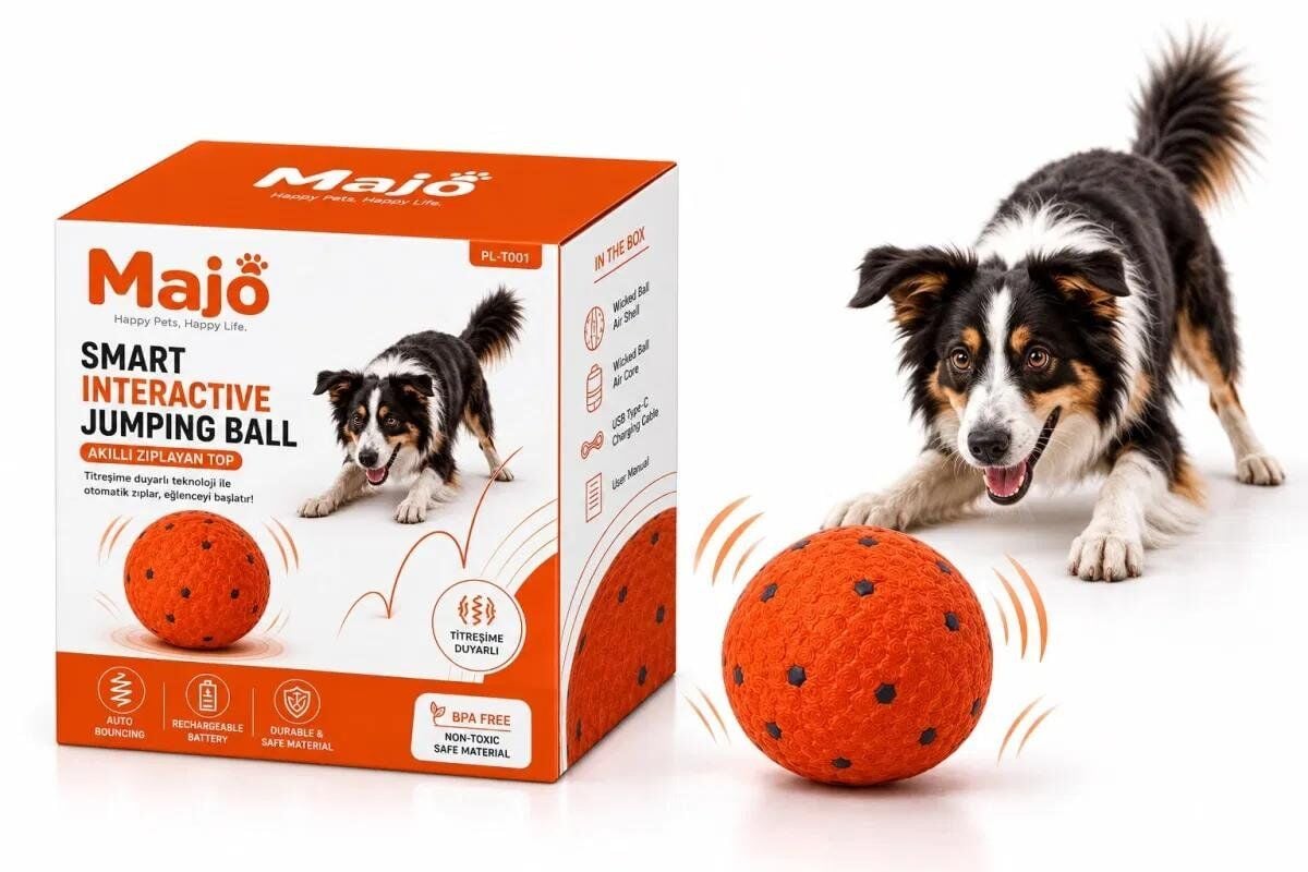 MAJO AKILLI ZIPLAYAN KÖPEK TOPU - ŞARJLI OTOMATİK HAREKETLİ VE ETKİLEŞİMLİ