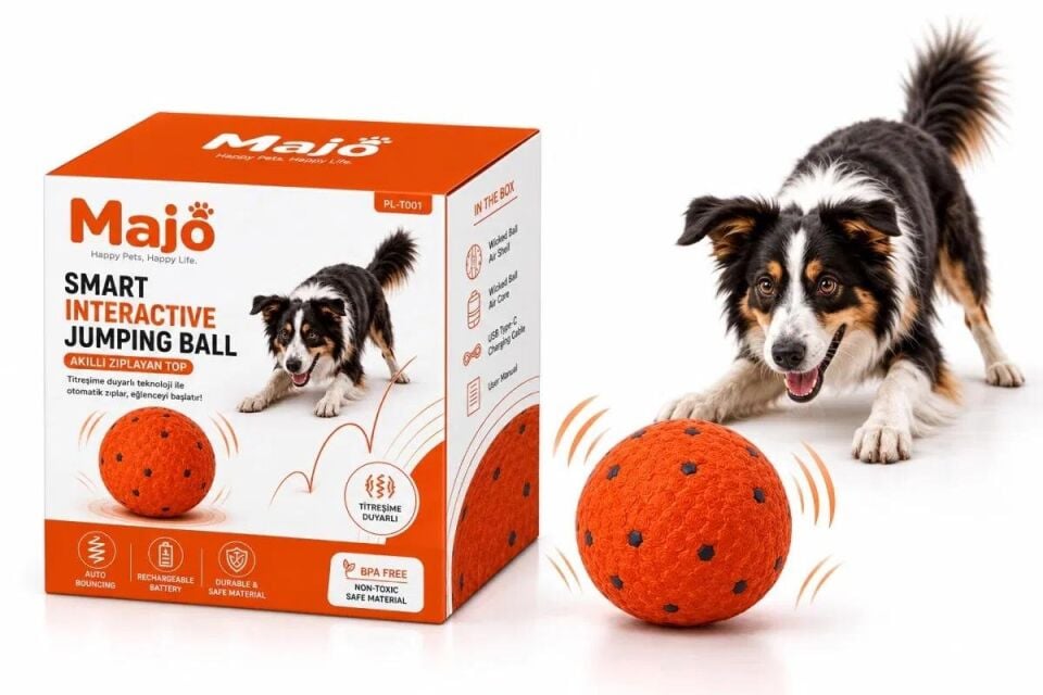 MAJO AKILLI ZIPLAYAN KÖPEK TOPU - ŞARJLI OTOMATİK HAREKETLİ VE ETKİLEŞİMLİ