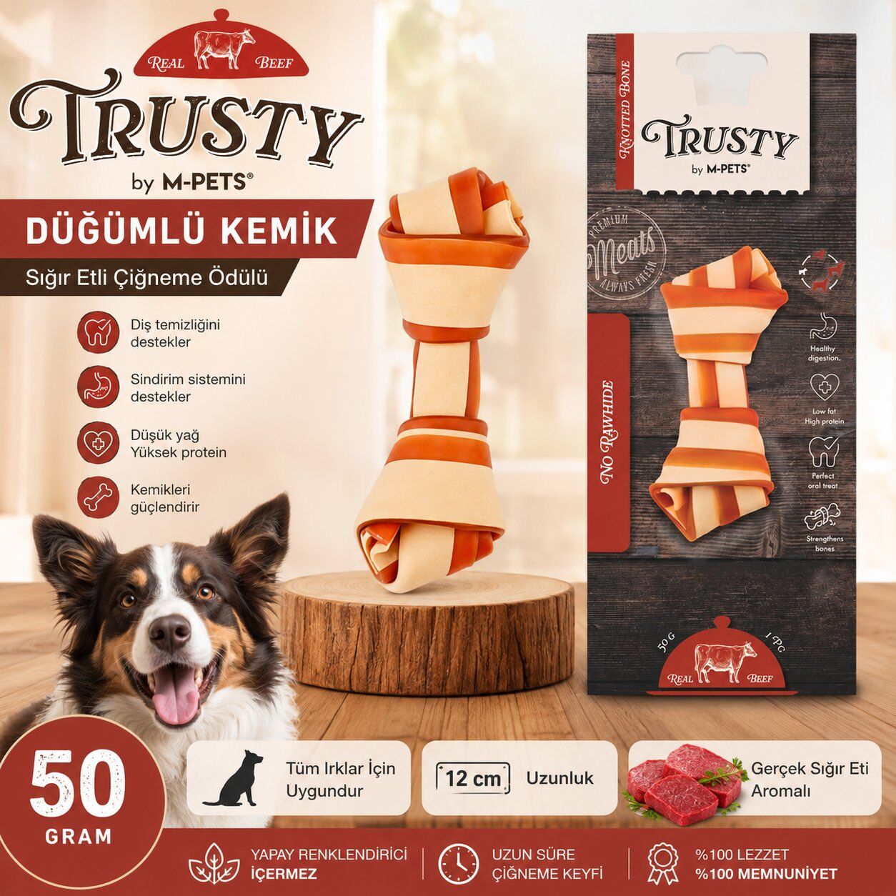 M-PETS TRUSTY BEEF TATLI PATATESLİ ÖDÜL 50GR/11,5CM
