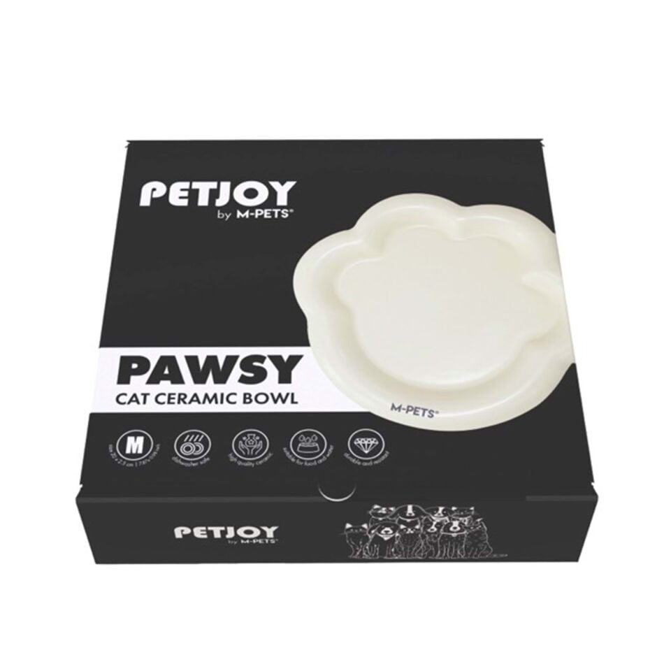 M-PETS PETJOY PAWSY SERAMİK MAMA KABI WHİTE (M) 175ML