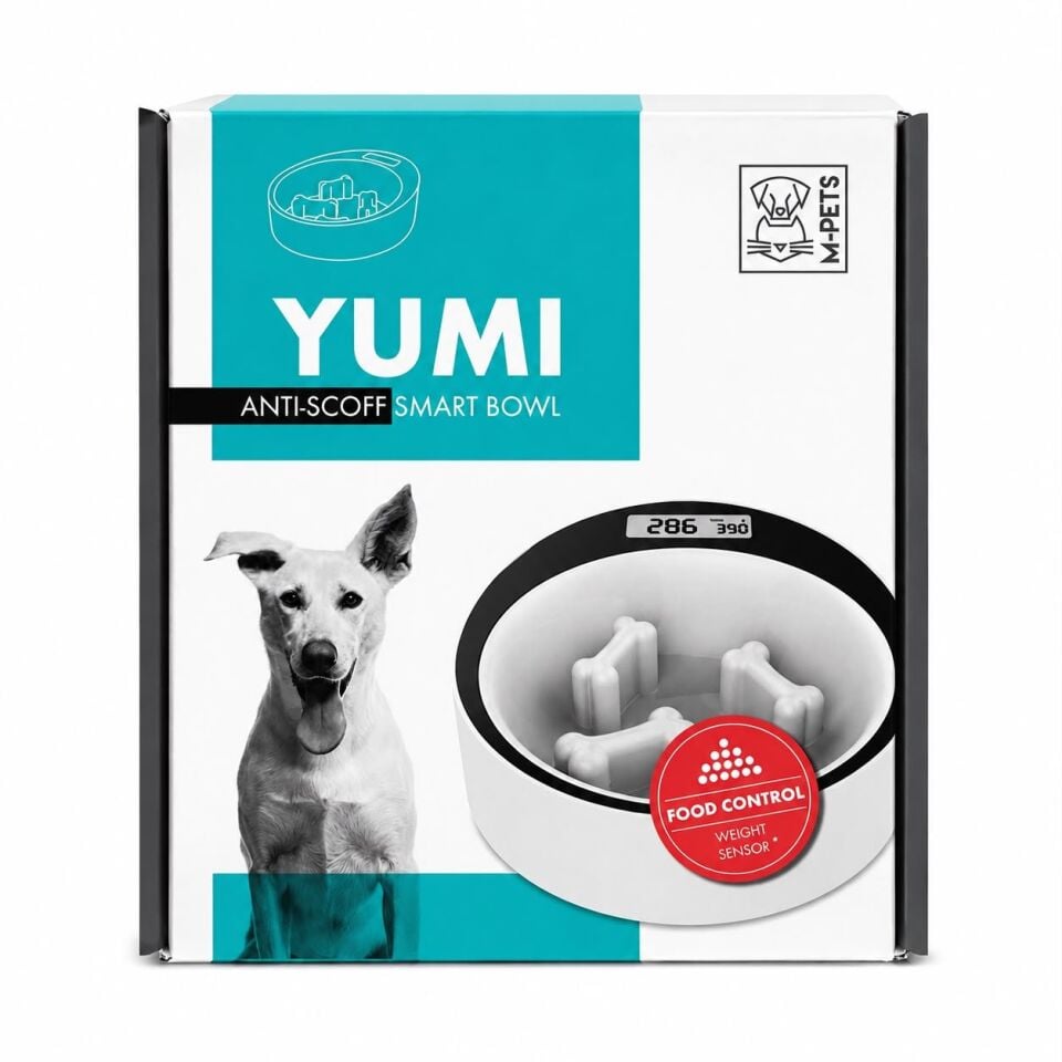 M-PETS YUMI SMART DİGİTAL TARTILI YAVAŞ YEME MAMA KABI BEYAZ