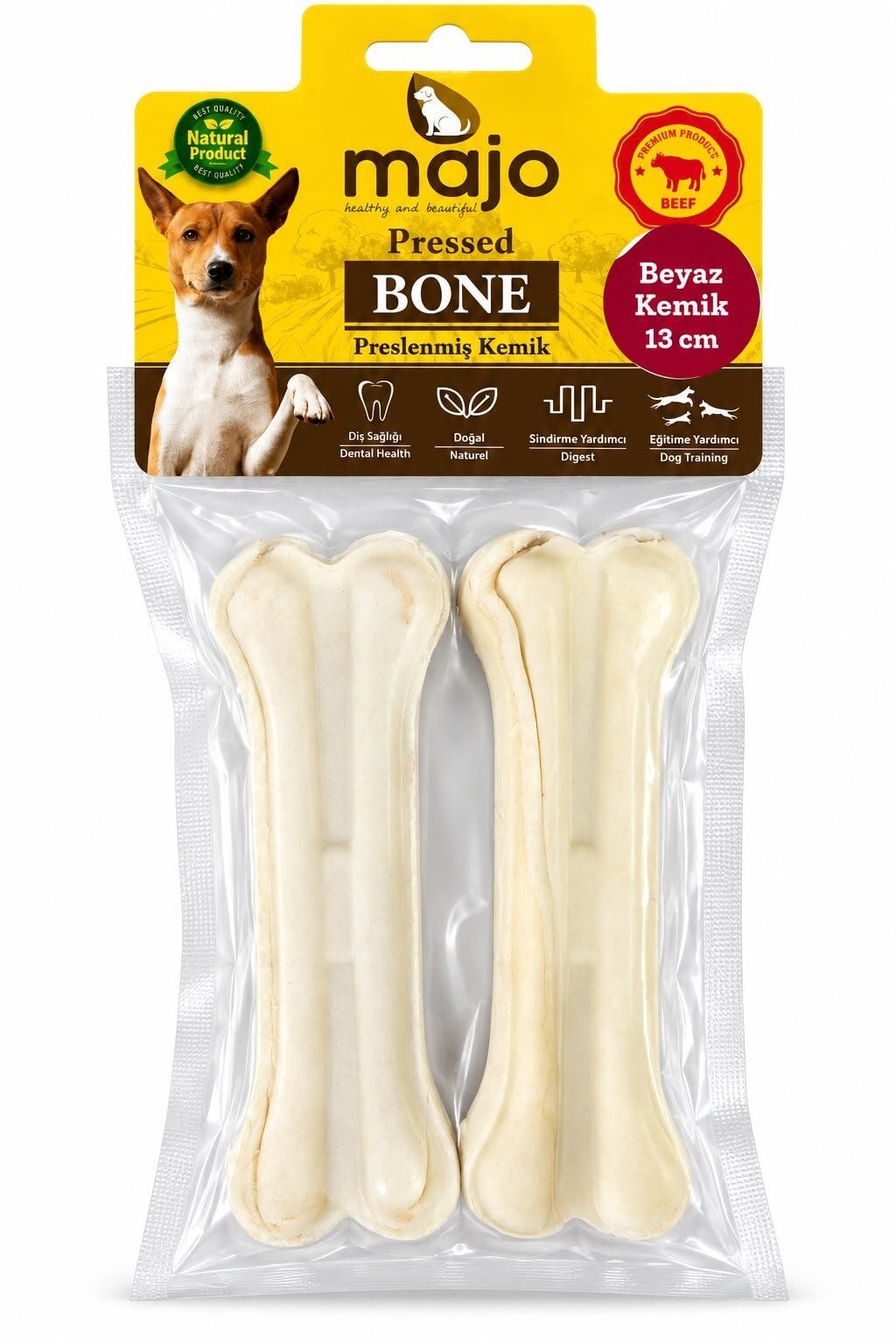 MAJO BEYAZ PRES KEMİK 13 CM 2'Lİ KÖPEK ÖDÜLÜ