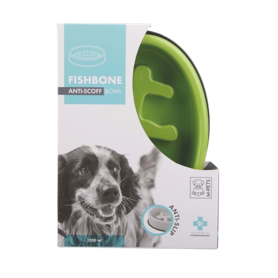 M-PETS FISHBONE YAVAŞ YEME MAMA KABI 1200ML GREEN