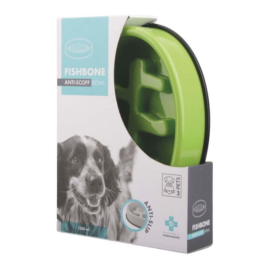M-PETS FISHBONE YAVAŞ YEME MAMA KABI 1200ML GREEN