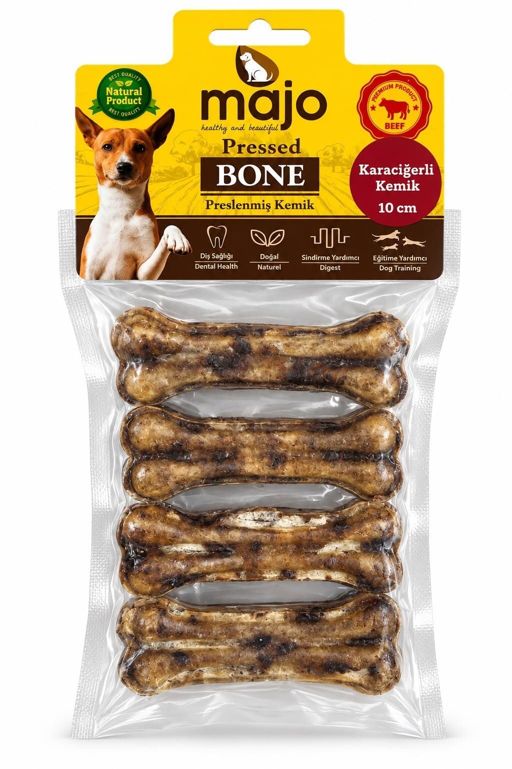 MAJO KARACİĞERLİ KEMİK 10 CM 4'LÜ KÖPEK ÖDÜLÜ