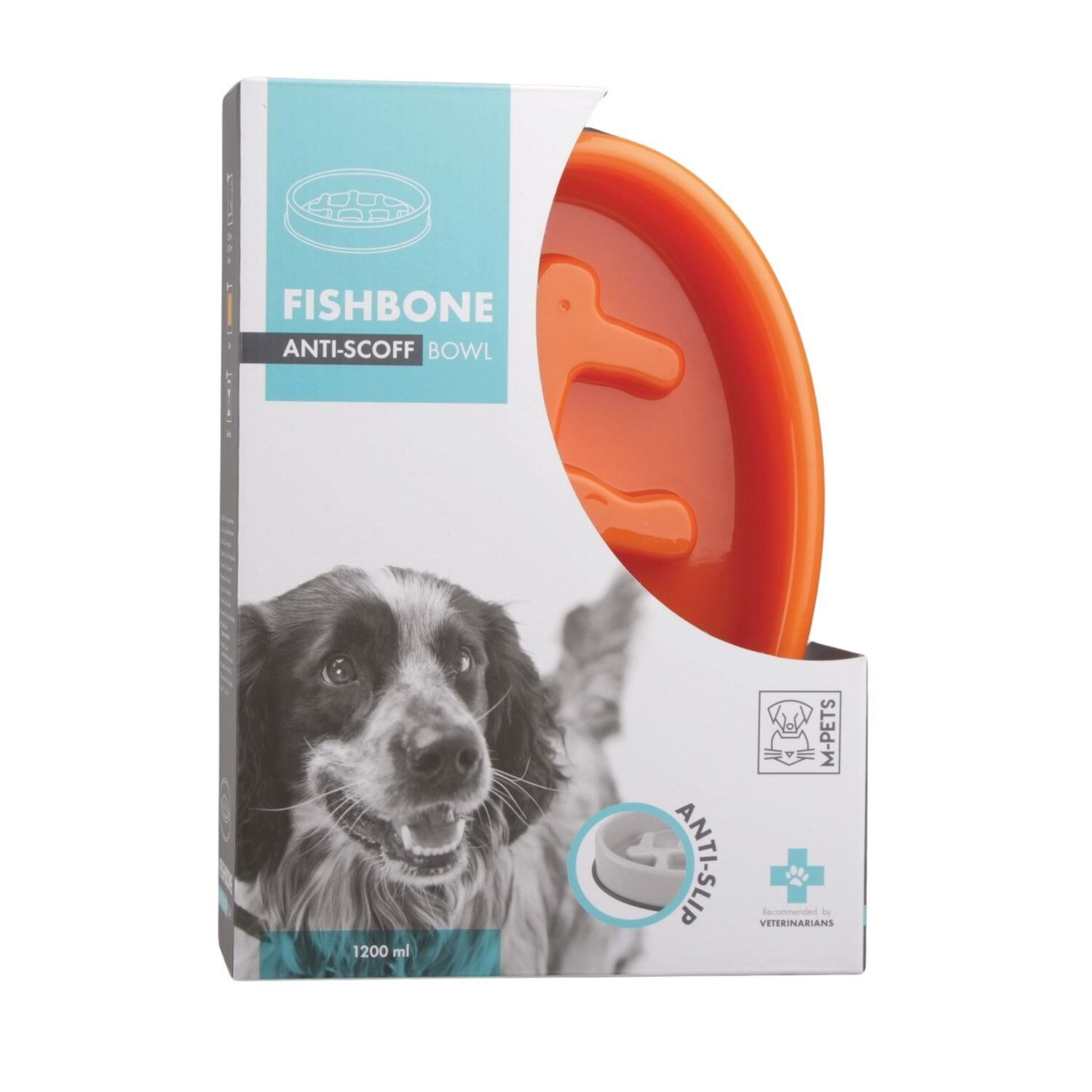 M-PETS FISHBONE YAVAŞ YEME MAMA KABI 1200ML TURUNCU