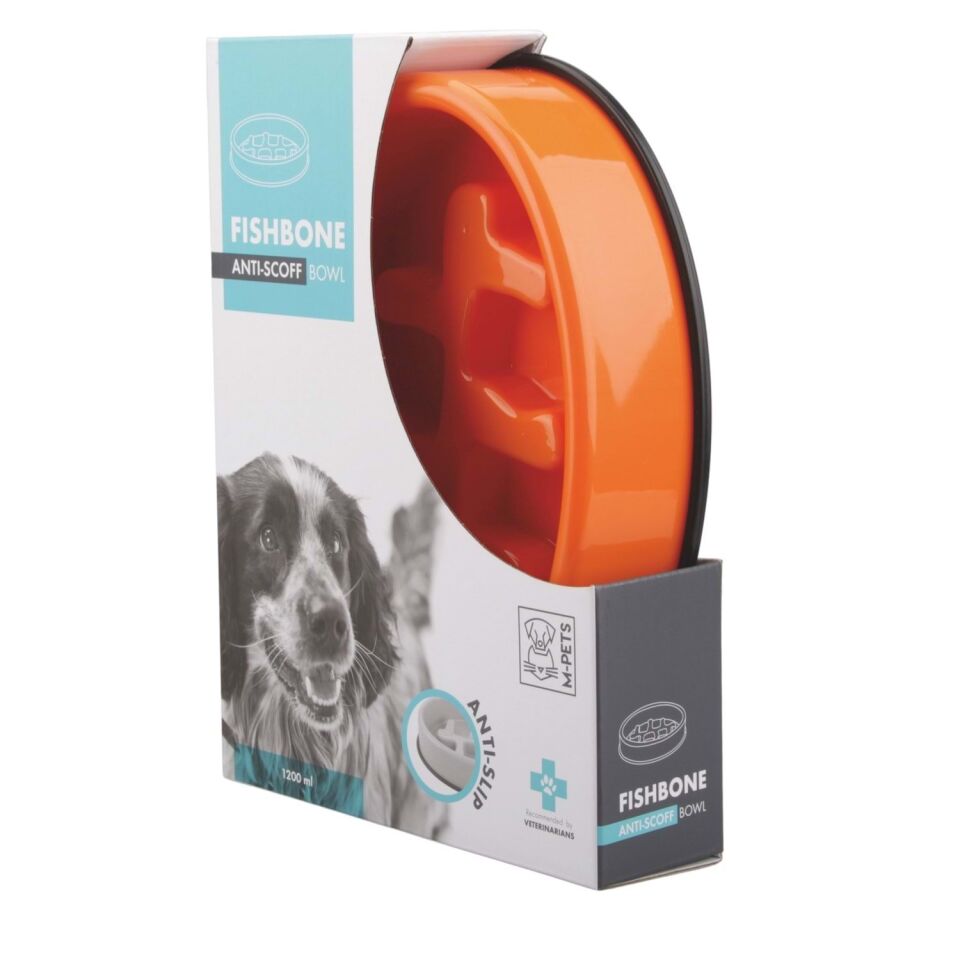 M-PETS FISHBONE YAVAŞ YEME MAMA KABI 1200ML TURUNCU