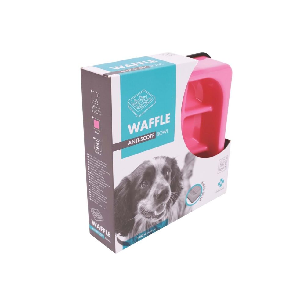 M-PETS WAFFLE YAVAŞ YEME MAMA KABI 1500ML PEMBE