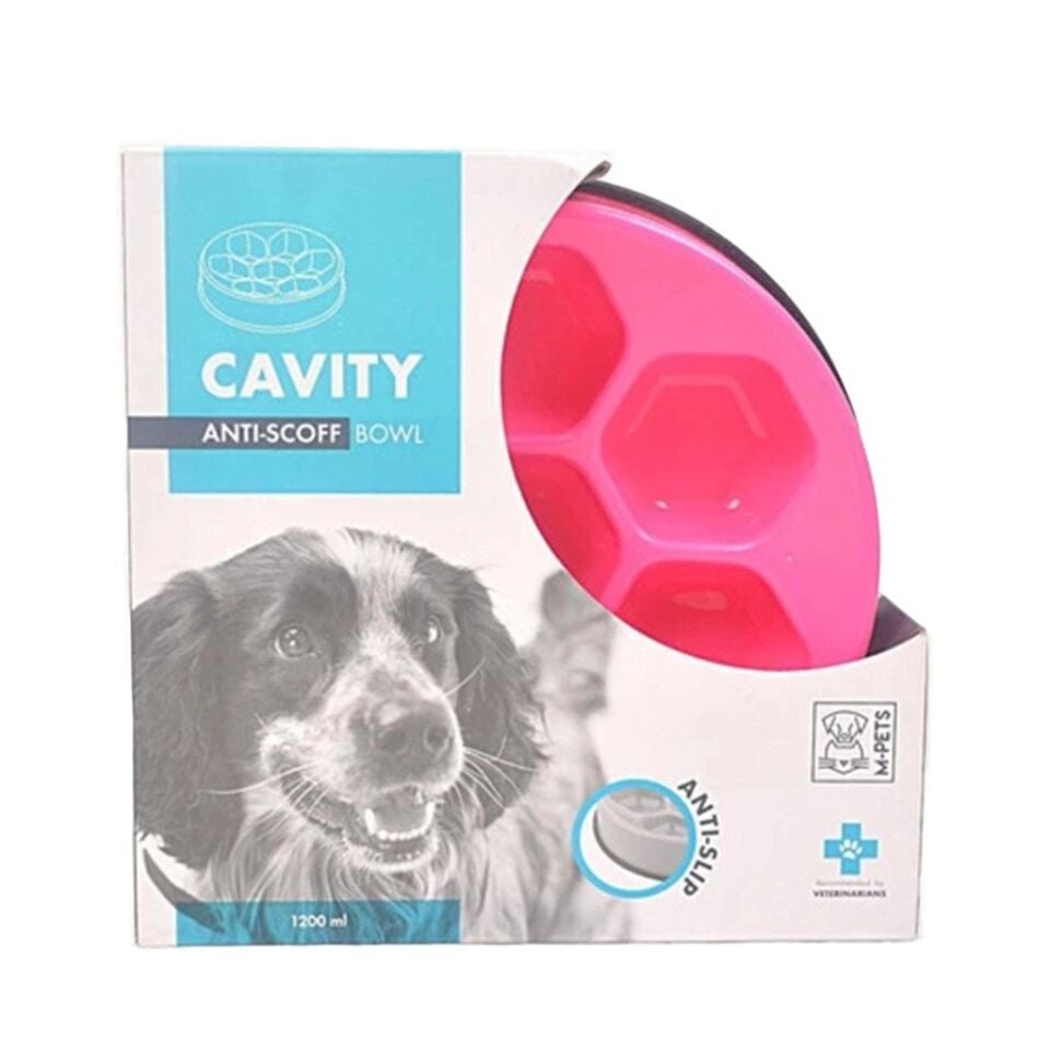 M-PETS CAVITY YAVAŞ YEME MAMA KABI 1200ML - PEMBE