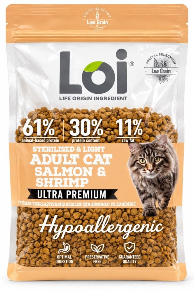 LOI YETİŞKİN KISIR KEDİ SOMONLU VE KARİDESLİ 1 KG