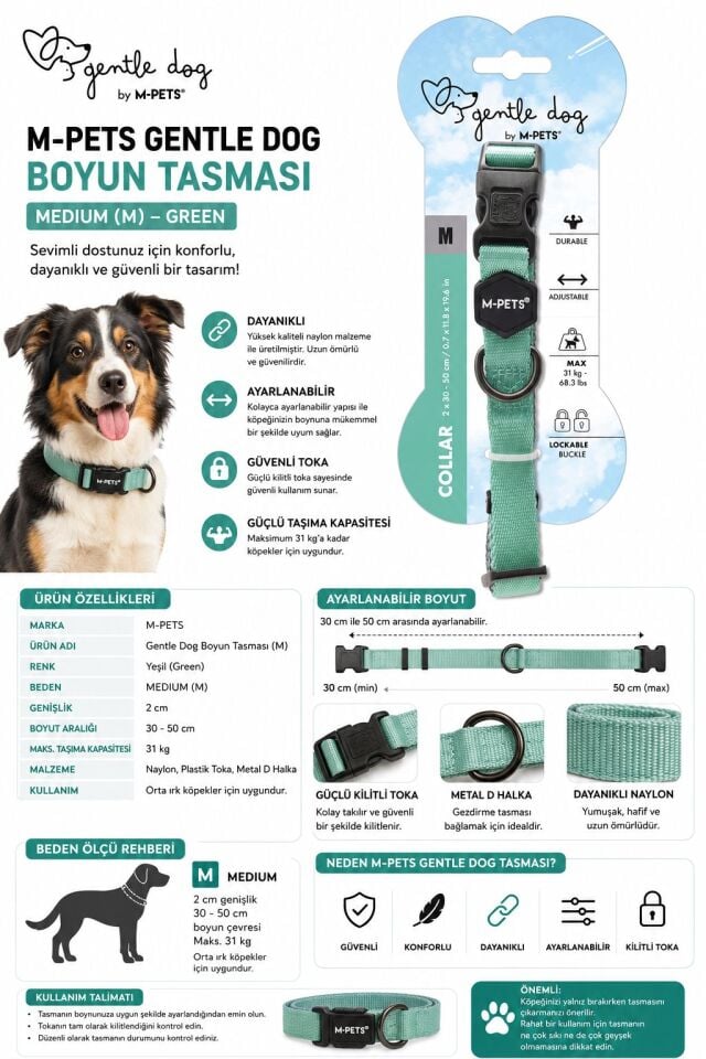 M-PETS GENTLE DOG BOYUN TASMASI (M) GREEN
