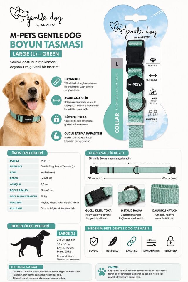 M-PETS GENTLE DOG BOYUN TASMASI (L) GREEN