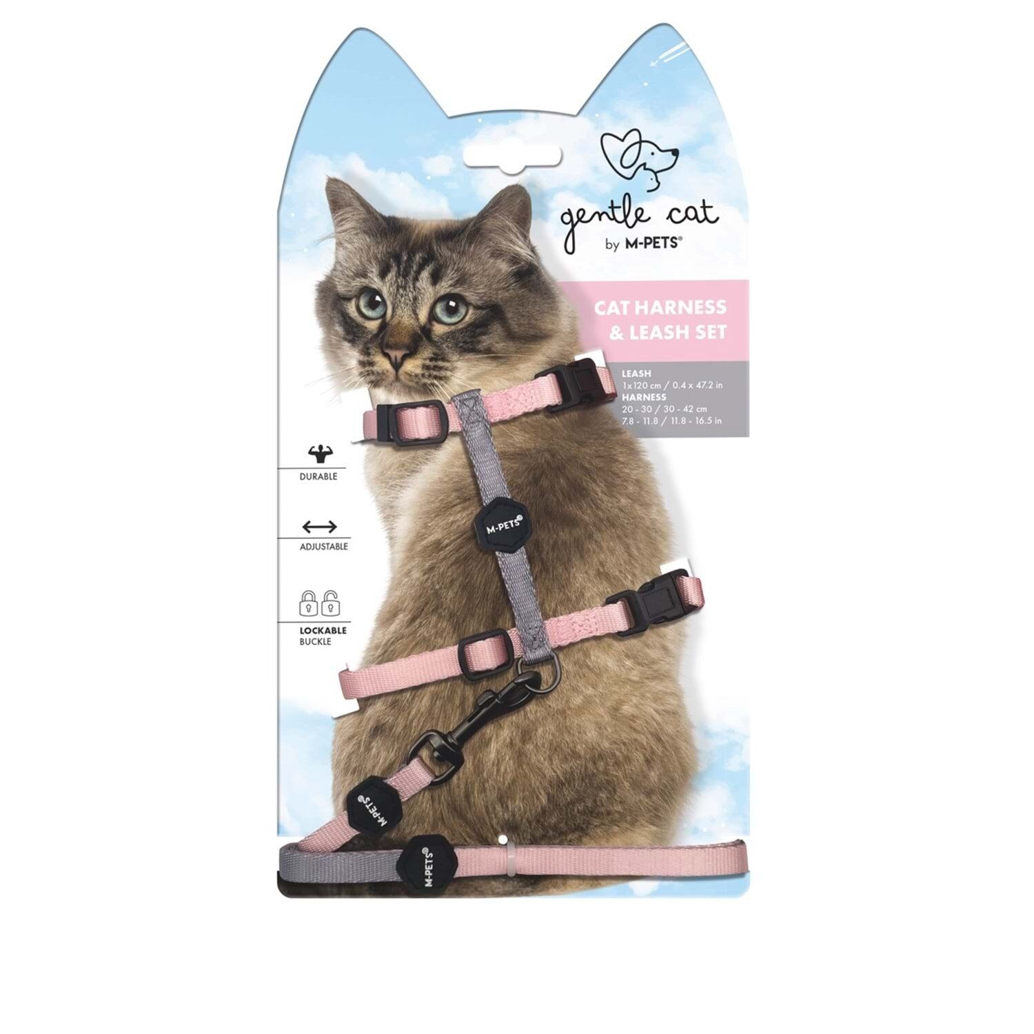 M-PETS GENTLE CAT GÖĞÜS TASMASI ve GEZDİRME SET PEMBE