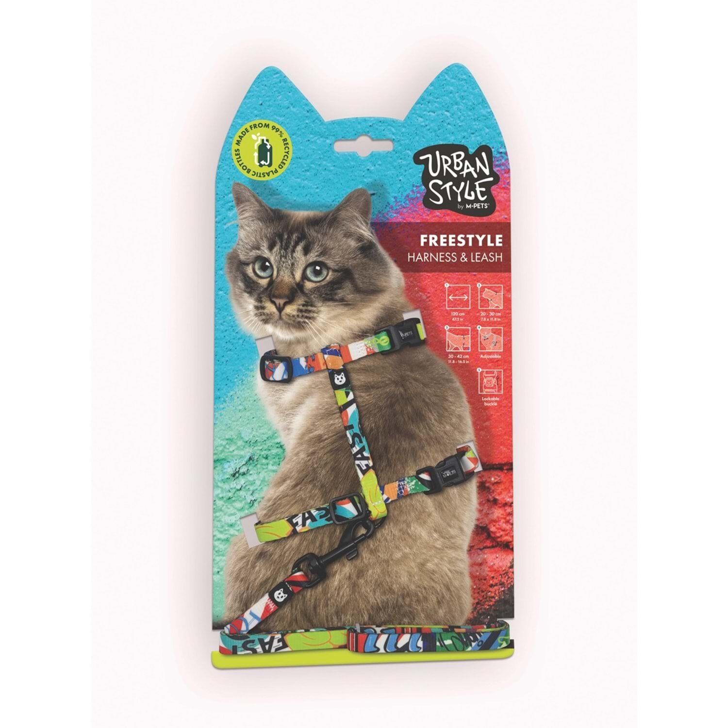 M-PETS URBAN STYLE FREESTYLE KEDİ GÖĞÜS TASMASI SET
