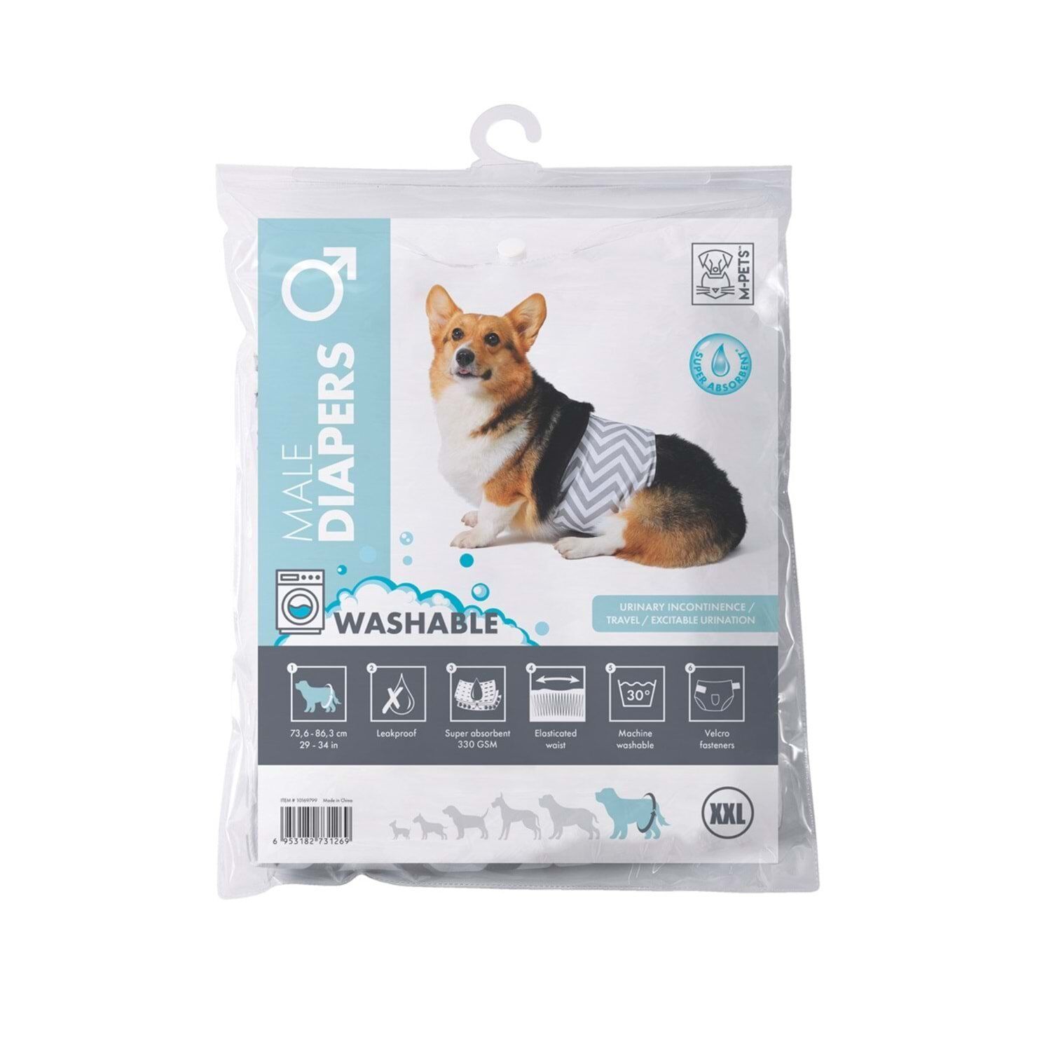 M-PETS ERKEK KÖPEKLER İÇİN YIKANABİLİR KÜLOT (XXL)