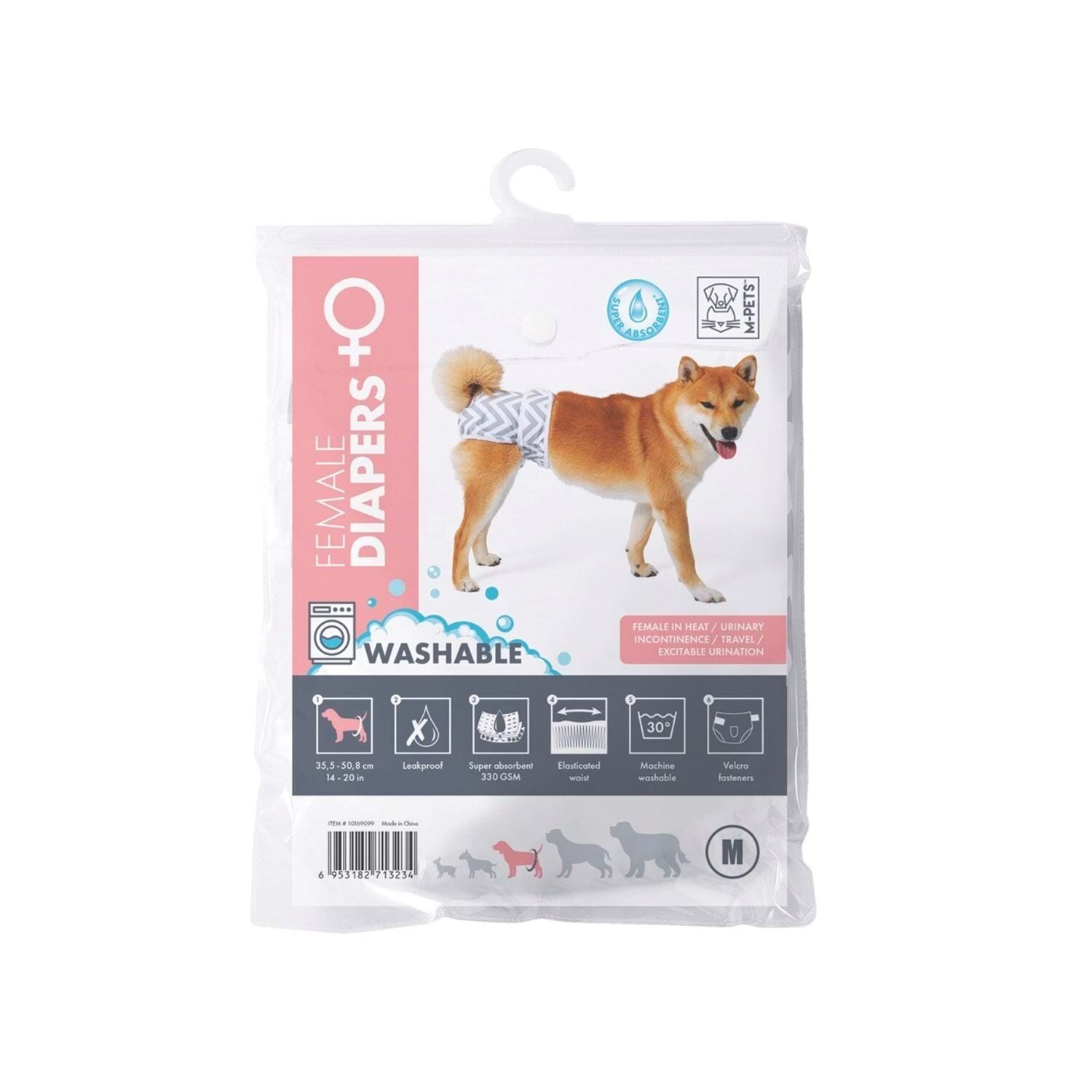 M-PETS DİŞİ KÖPEKLER İÇİN YIKANABİLİR KÜLOT (M)