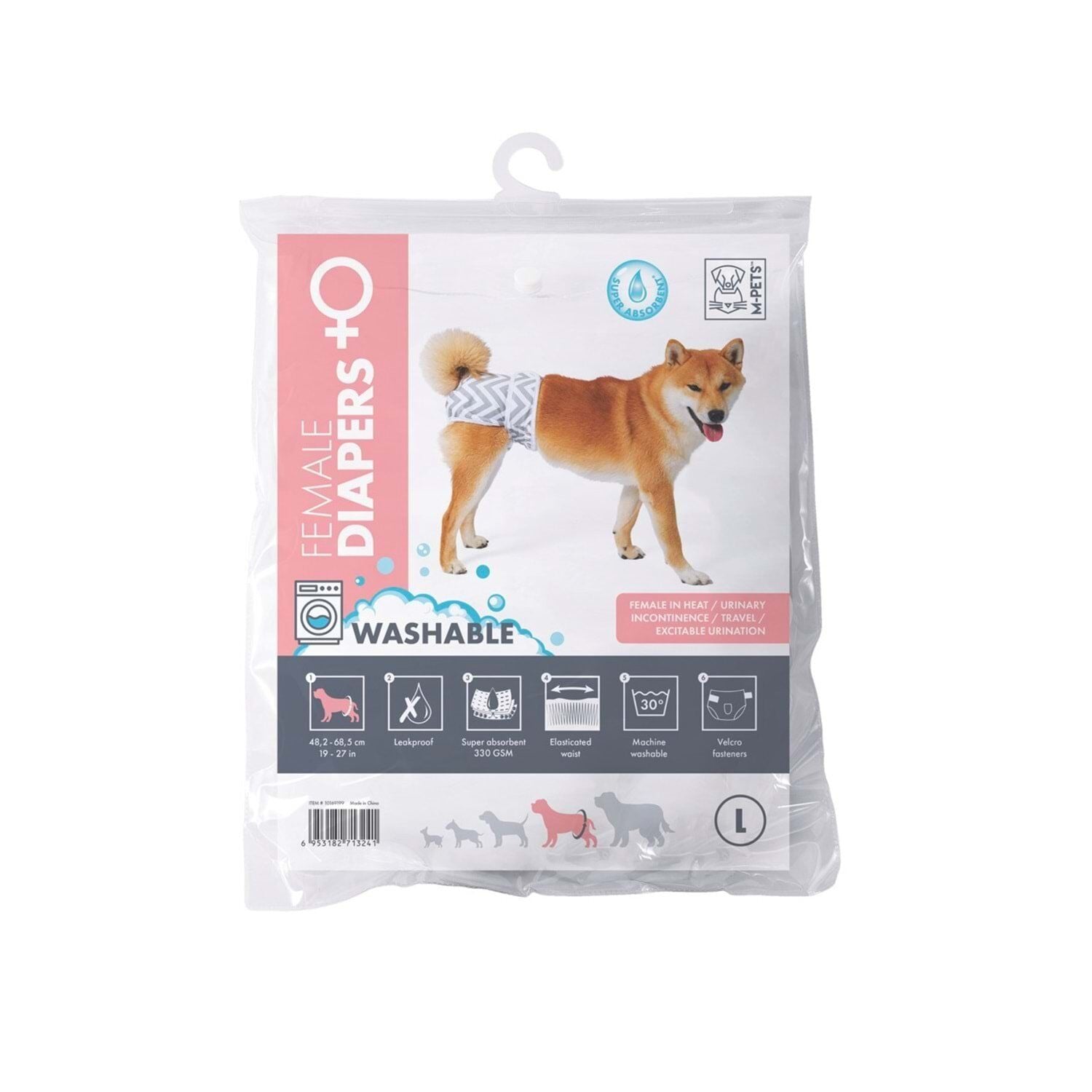 M-PETS DİŞİ KÖPEKLER İÇİN YIKANABİLİR KÜLOT (L)